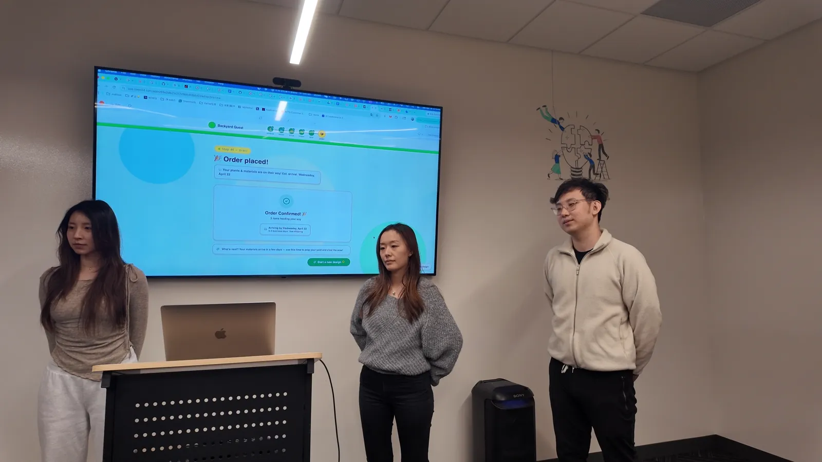 A team demonstrating what it built